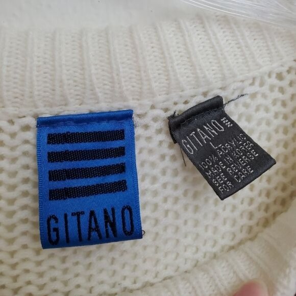 Vintage Gitano Men's knit sweater grid print - Picture 3 of 10